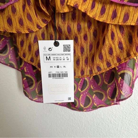 NWT Zara chemise geometric boho hippie open back halter top - Picture 5 of 7